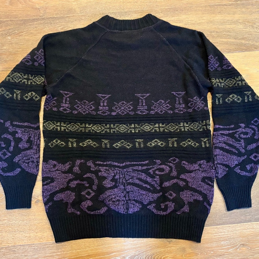 VINTAGE Cambio Italia Grandpa Sweater, Size XLT, Aztec, Geometric, Made In Italy